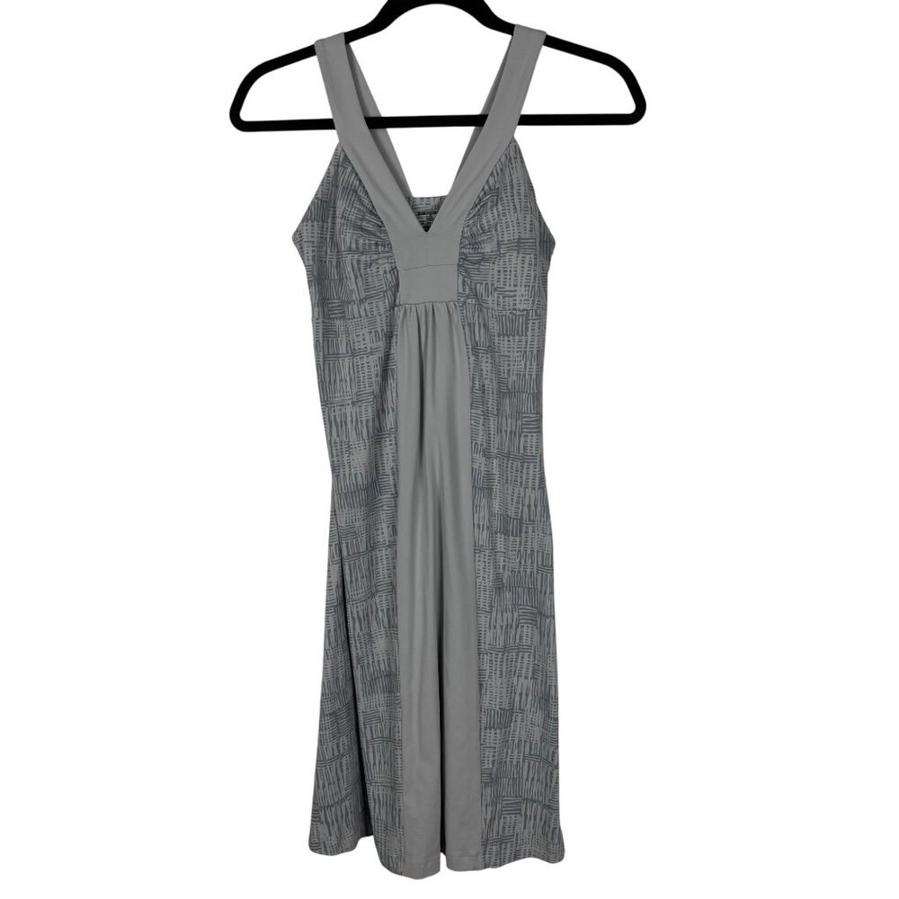 Patagonia S Gray Athletic Sleeveless Printed V Neck Dress Outdoors Hiking Campin
